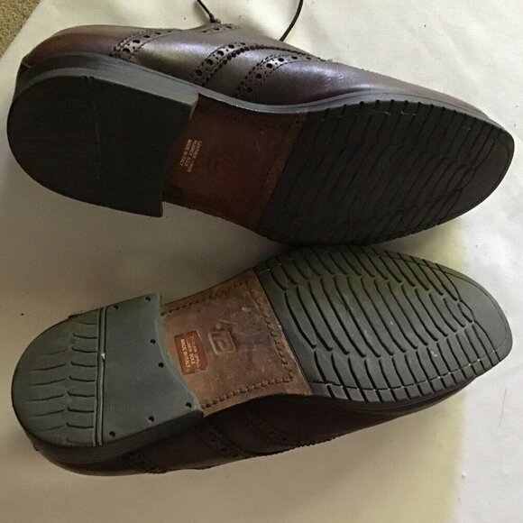 Mens Brown Leather Brogue Oxford Shoes With Lace-Up Design & Rubber Soles - Picture 8 of 12